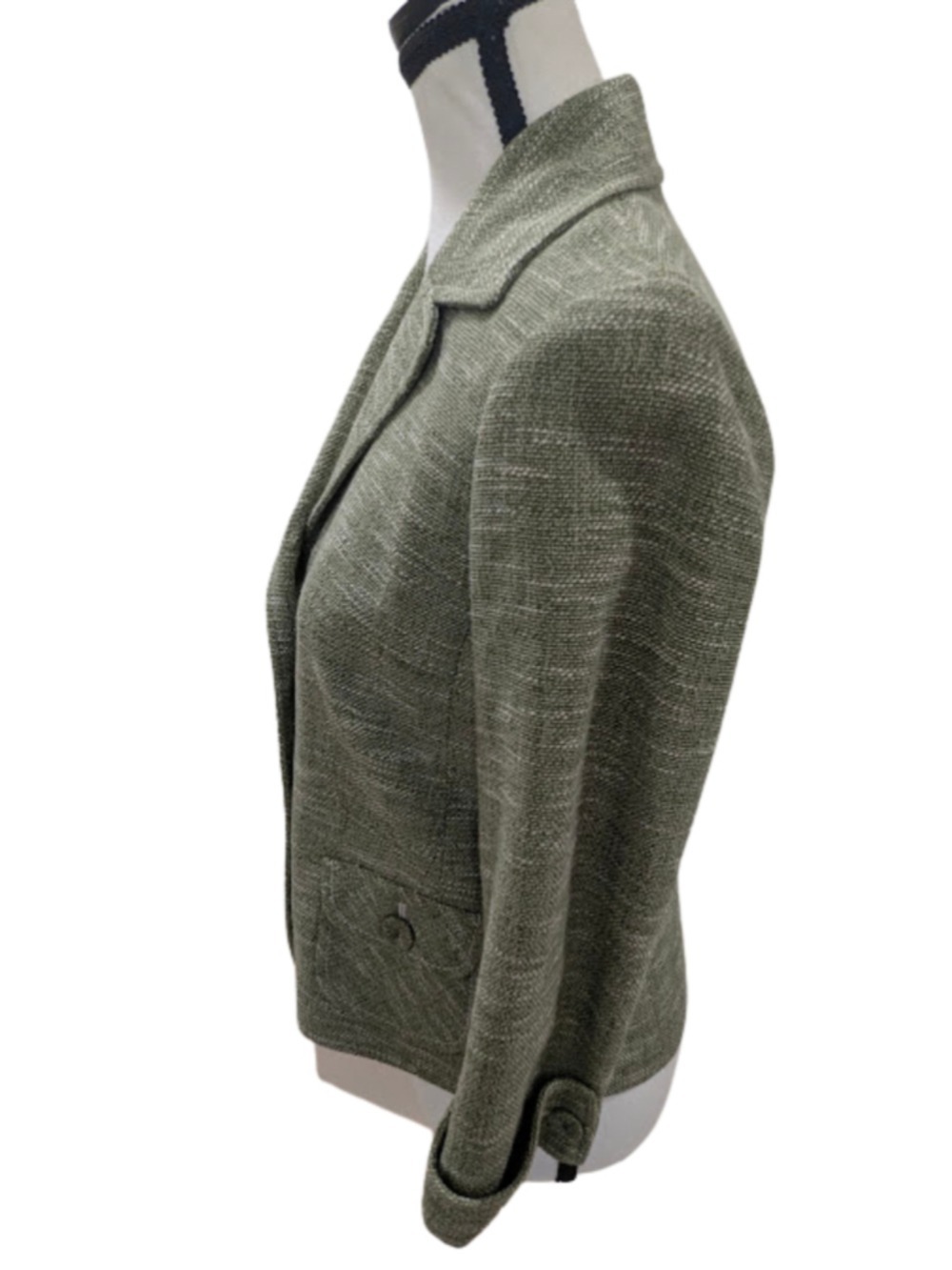 Ann Taylor Sage Green Women Textured Blazer Petite 8 Office Siren Old Money Chic - Picture 4 of 11